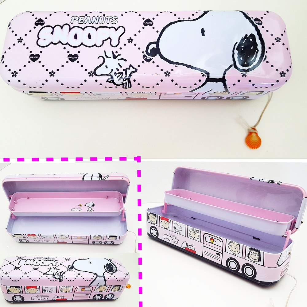 Vtg Collection🔥Peanuts Snoopy💗Pink Bus Pencil Case💟Accessories